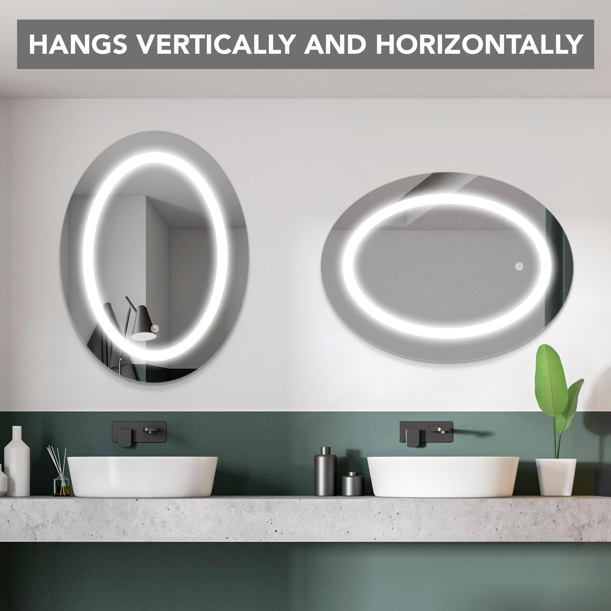 Head West® 18" Oval LED Vanity Touch Sensor Wall Mirror